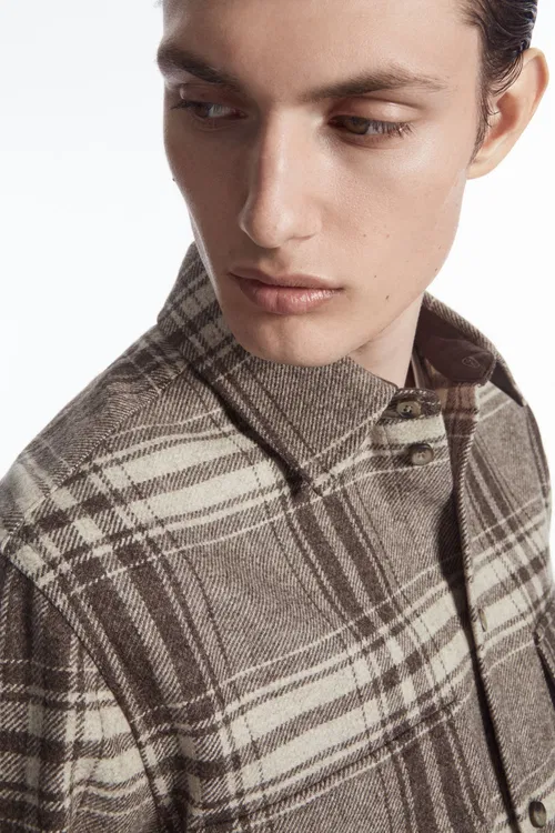 Checked Wool-Flannel Overshirt