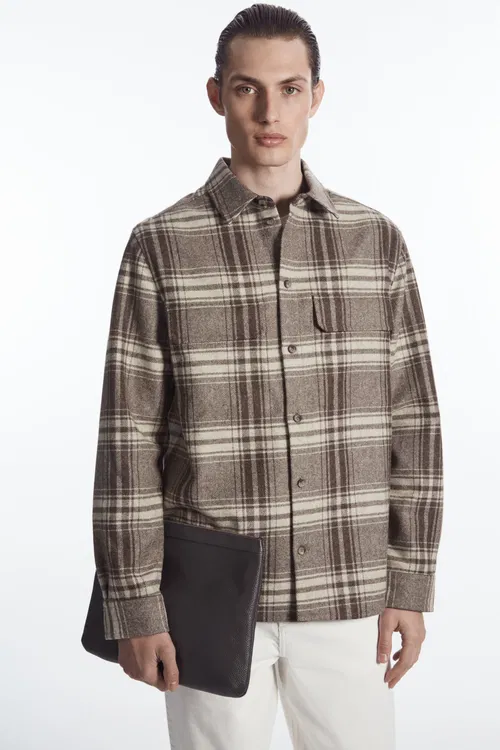 Checked Wool-Flannel Overshirt